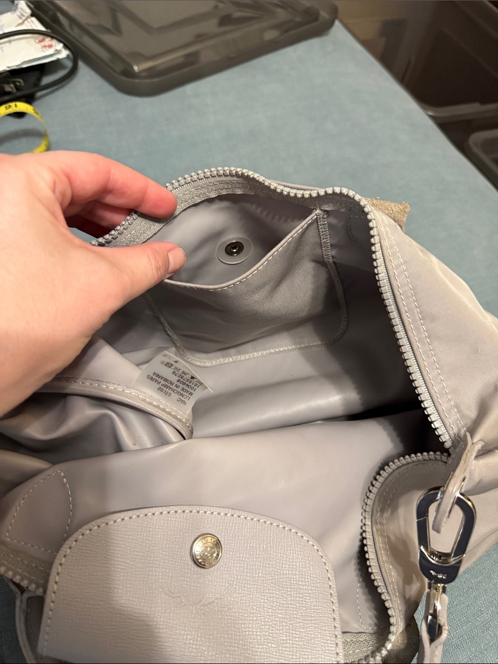 Gray Women's Shoulder Bag with Removable Strap Longchamp authentic crossbody - Picture 9 of 15